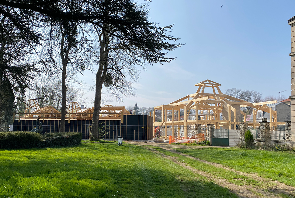 projet  Vue de la structure des bâtiments depuis la parc