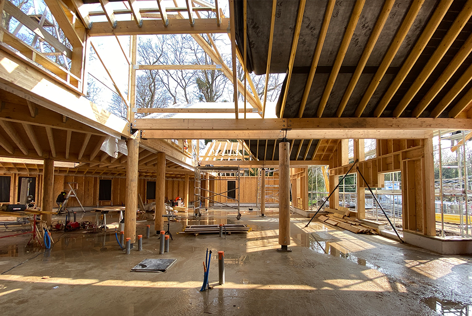 projet  Vue intérieure montrant la structure des cheminées de ventilation naturelle